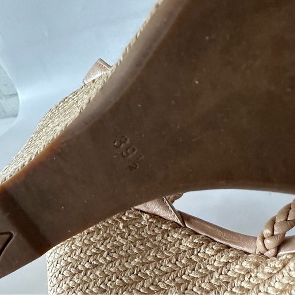 Prada Wedge Platform Sandals Cream Leather Ankle Strap Cork  Size 39.5 - Picture 9 of 9
